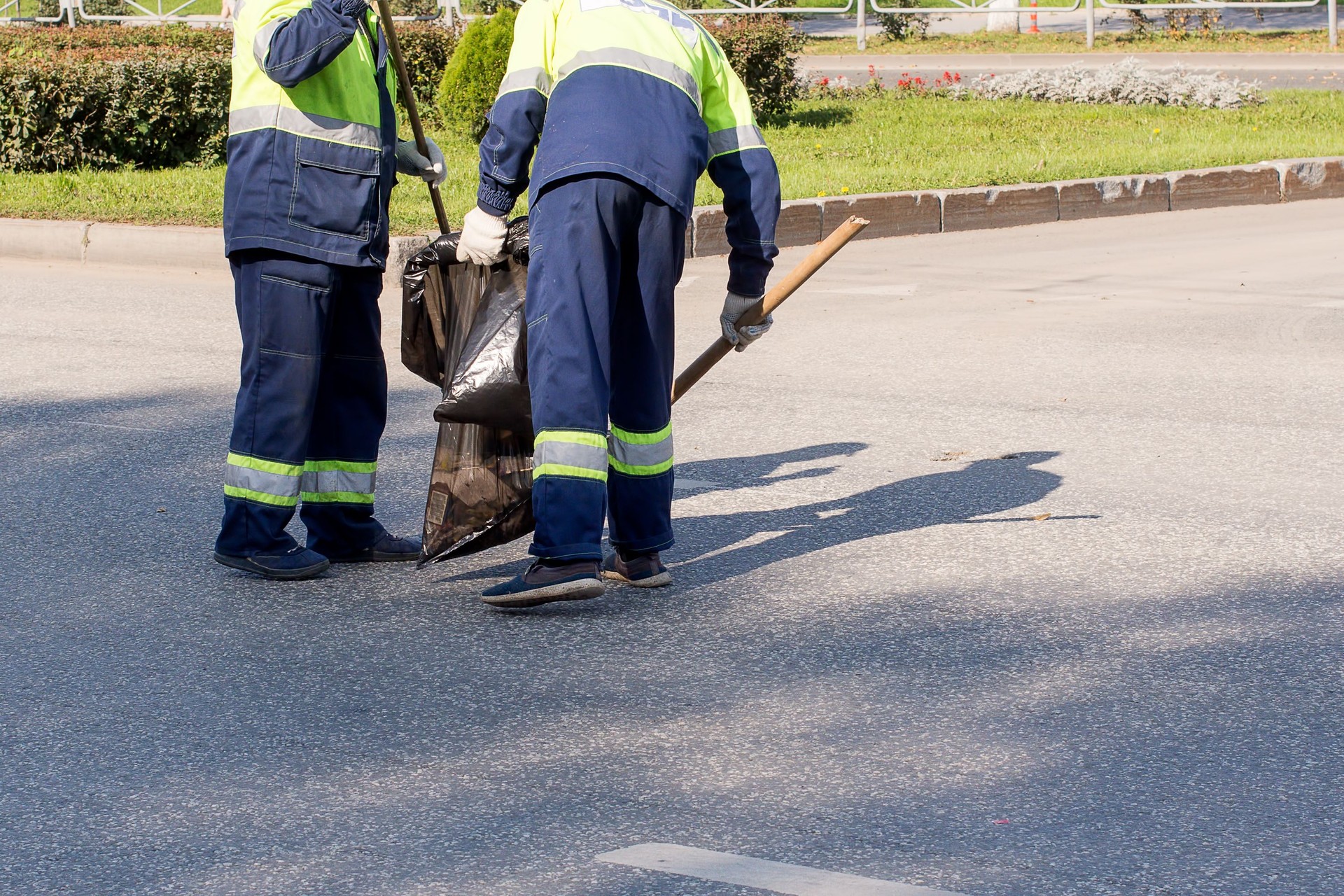 Cleaning the city area janitors. The concept of a clean city